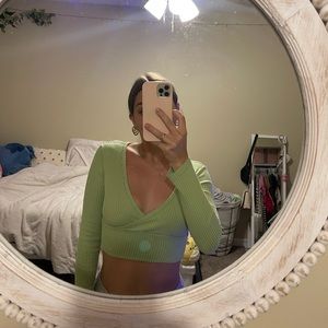 Green Wild Fable Cross Top